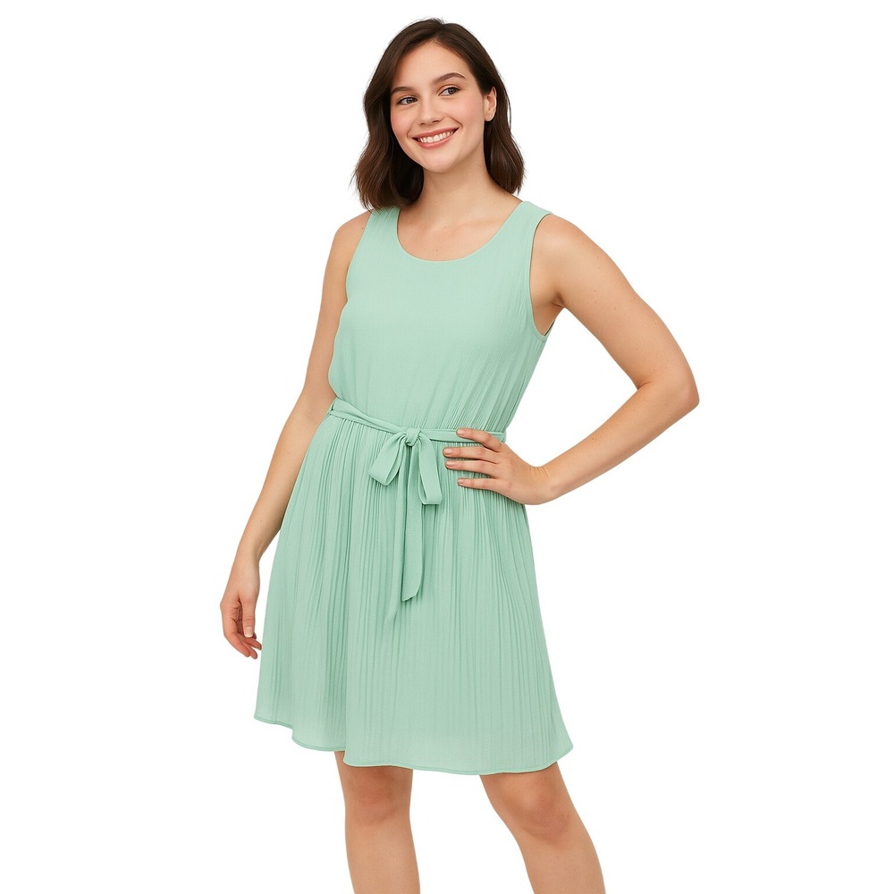 CHERRY DRESS‎ Sleeveless Pleated Mint Green Tie Waist Casual Party Dress Size M